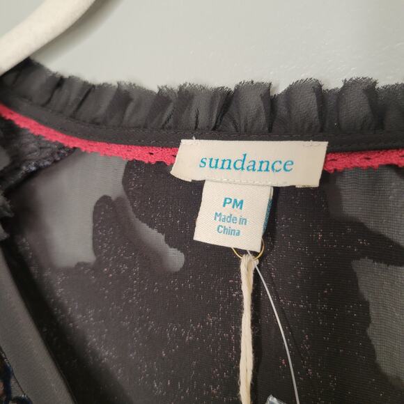 NWT Sundance Burnout Velvet Top Womens Size M Petite Dark Floral Rose Black Goth - Picture 3 of 13